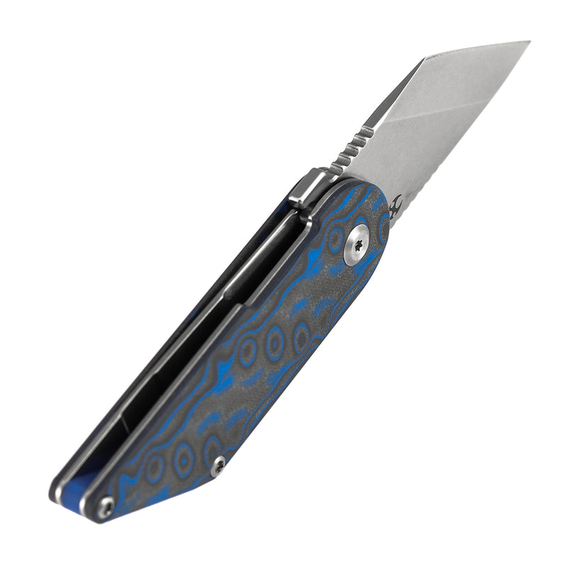 Kansept Dash T2045A3 154CM Blade Blue & Yellow Vortex Micarta Handle Liner Lock Folding Knife