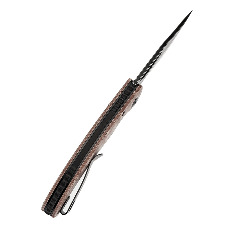 Tenable Gideon T1119A2 Blackwash Nitro-V Point Blade Brown Micarta Handle Liner Lock