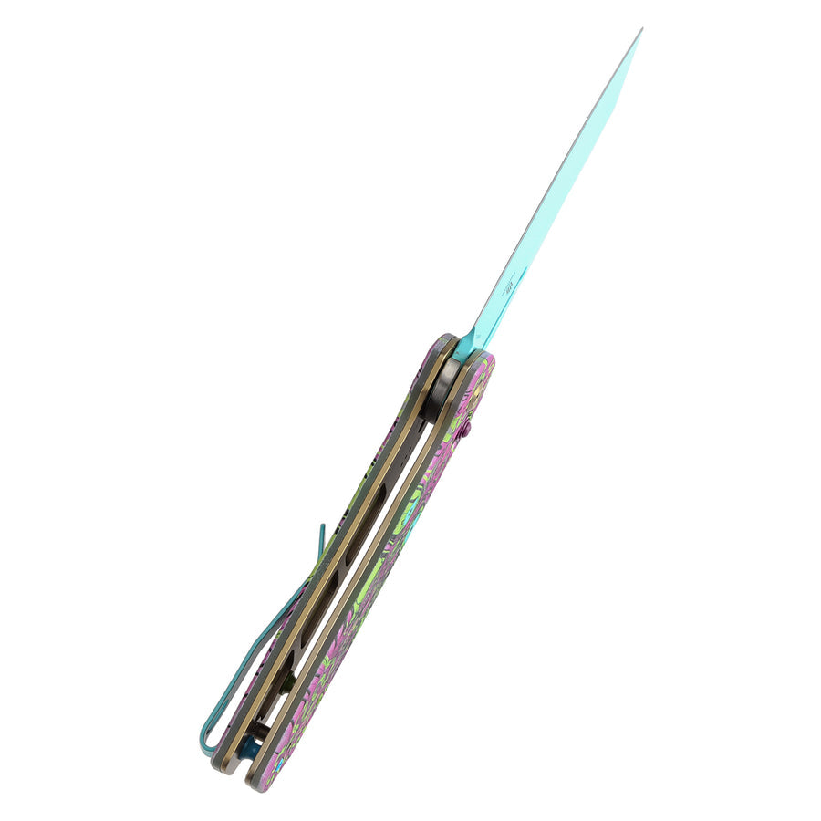 Tenable Shard T1006V9 14C28N Blade G10 with Purple Undead Print Handle Cross Bar Lock