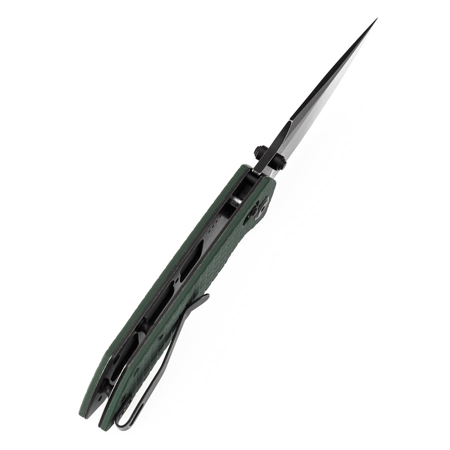 Tenable Knives Fenrir T1034V12 Black Nitro-V Blade Green G10 Handle Cross Bar Lock
