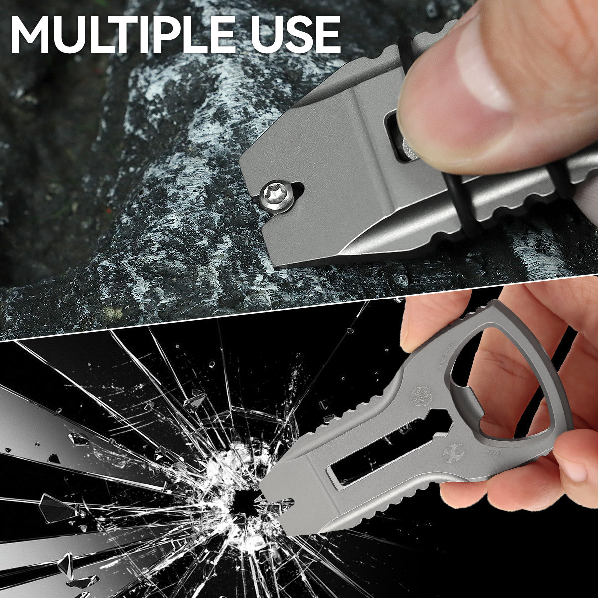 Kansept EDC PryofSorts C010A1 EDC Multi-Tool Beadblasted Titanium Bottle Opener, Pry Bar & Screwdriver