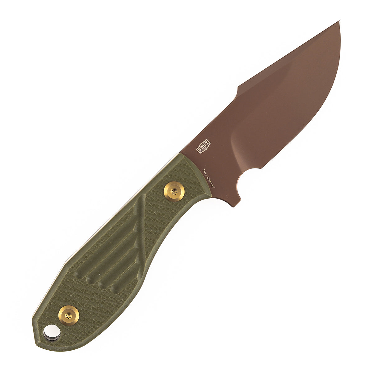 Tenable Tiny Dancer G014A7 Rose Gold D2 Blade Olive Green G10 Handle Fixed Blade Knife