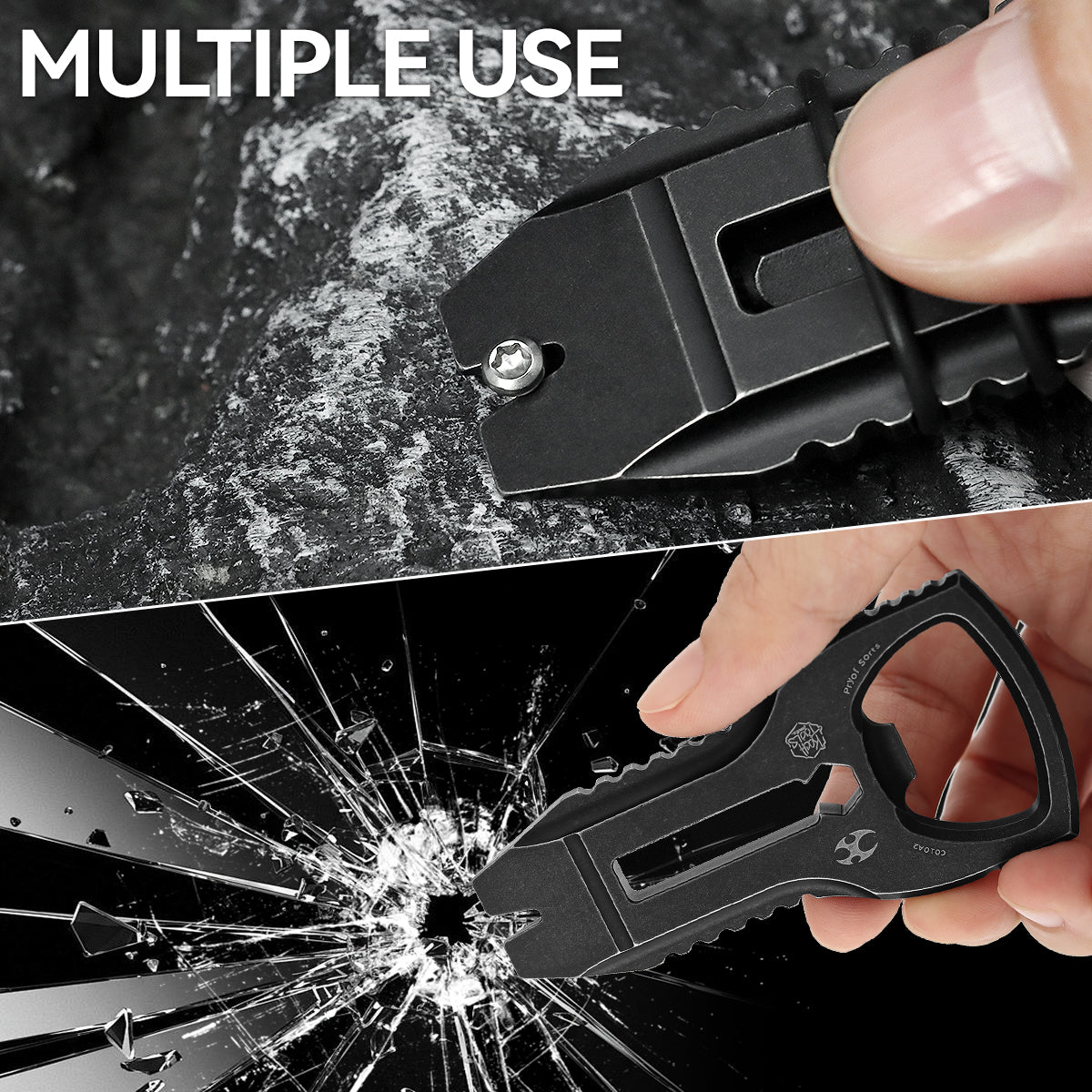 Kansept EDC PryofSorts C010A2 EDC Multi-Tool Blackwash Titanium Bottle Opener, Pry Bar & Screwdriver