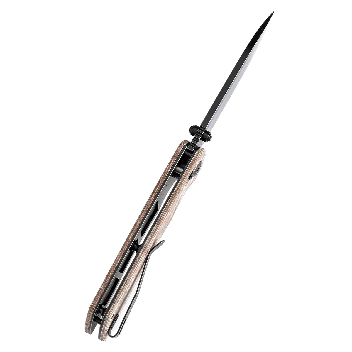 Tenable Kryo T1001V5 Blackwash 14C28N Blade Brown Micarta Handle Crossbar Lock Folding Knife