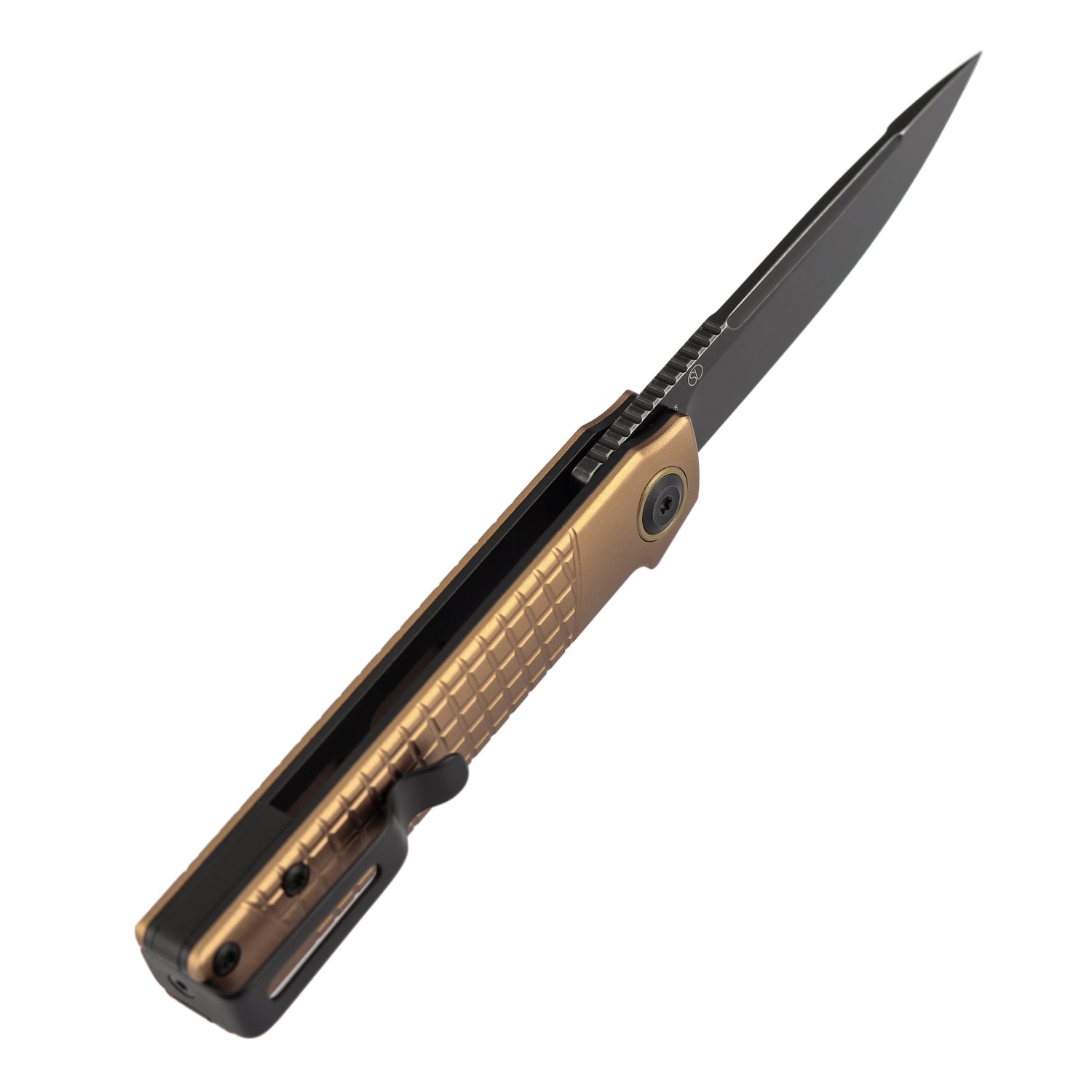 Tenable Kitpu B2123A2 Blackwash Nitro-V Blade Bronze Aluminum Handle Liner Lock Folding Knife