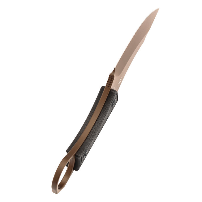 KANSEPT Niko G004A9 Rose Gold Coated D2 Blade Twill Carbon Fiber Handle Fixed Knife