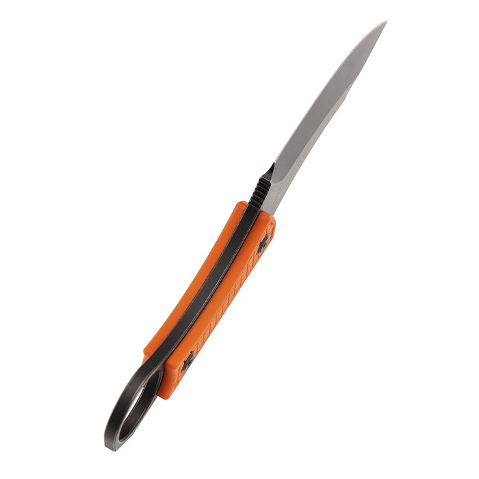 KANSEPT Niko G004A10 Blackwash D2 Blade Orange G10 with Frag Pattern Handle Fixed Knife