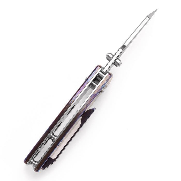 KANSEPT Little Main Street K2015V3 Damascus Blade Timascus Handle Cross Bar Lock