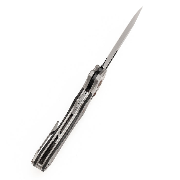 KANSEPT Quasar K1099V1 CPM 20CV Blade Titanium with Dark Matter Glow FatCarbon Handle Cross Bar Lock