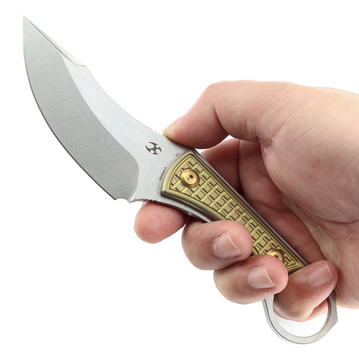 Kansept Niko G004A3 Fixed Knife D2 Blade Gold Titanium Handle Kydex Sheath