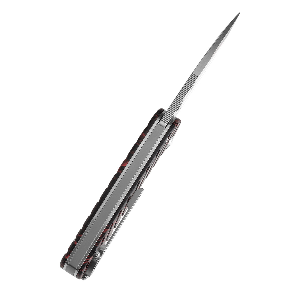 Tenable Bömbur T1054C1 Stonewashed D2 Blade Black and Red G-mascus Handle Liner Lock Folding Knife