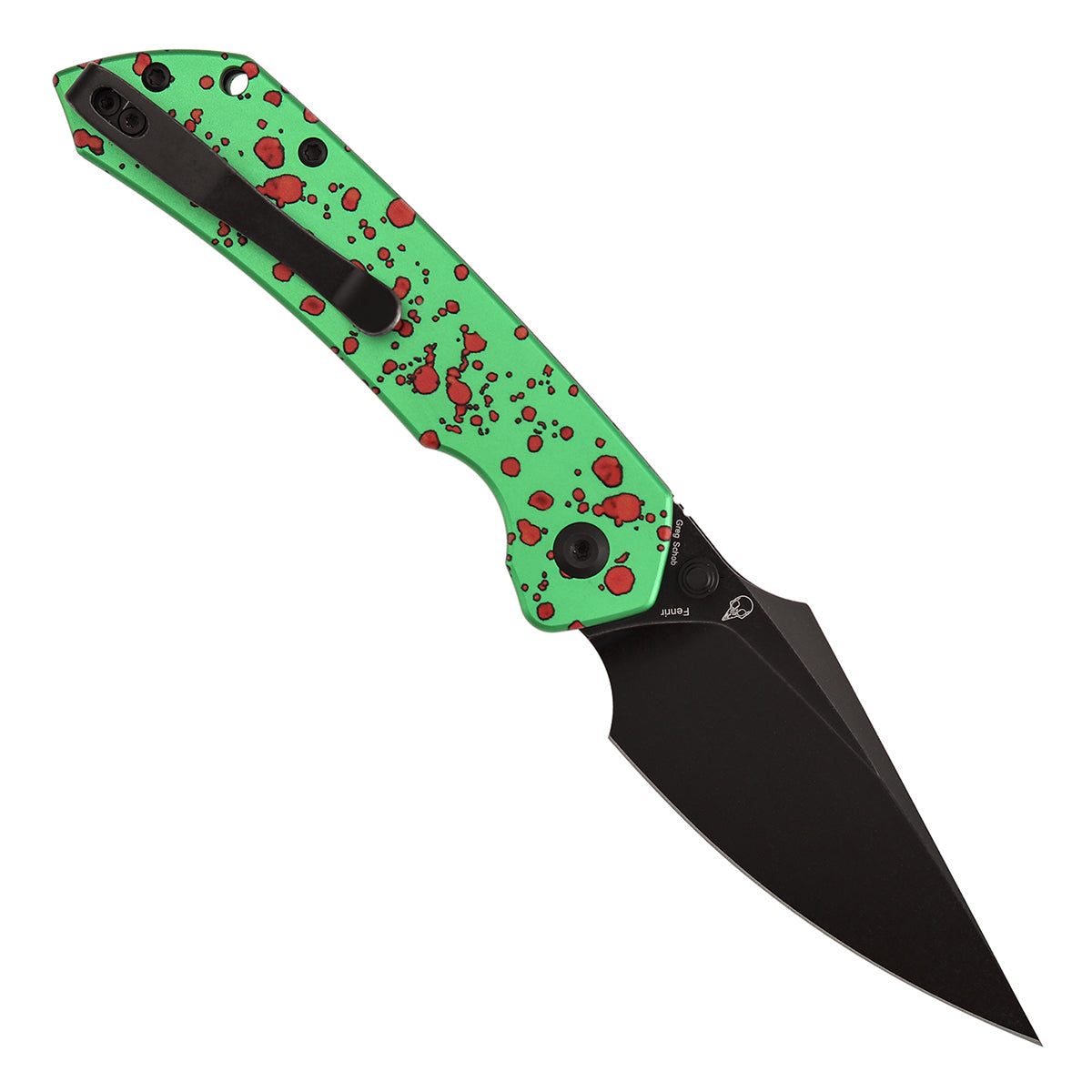 Tenable Fenrir B1034H22 Blackwash Nitro-V Blade Green Aluminum Handle Top Liner Lock Folding Knife