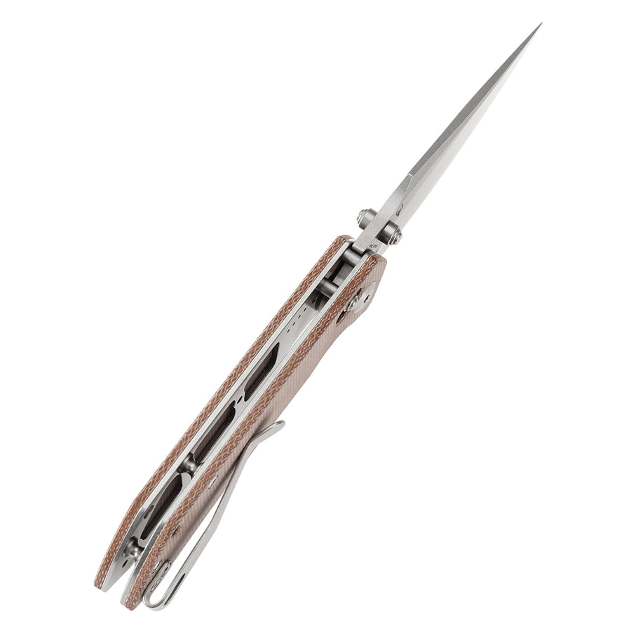 Tenable Fenrir T1034V2  Nito-V Blade Brown Micarta Handle Cross Bar Lock Folding Knife