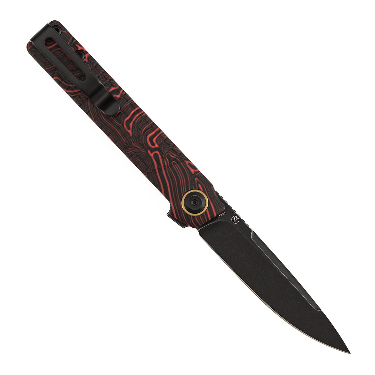 Tenable Kitpu B2123A4 Blackwash Nitro-V Blade Black & Red G-Mascus Handle Liner Lock Folding Knife