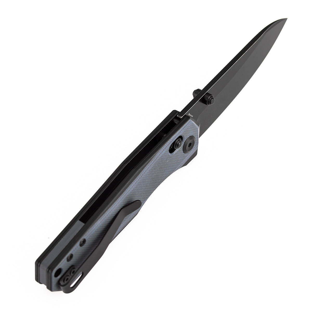 Tenable Beaver T1105V7 Blackwash Nitro-V Blade Gray and Black G10 Handle Crossbar Lock Folding Knife
