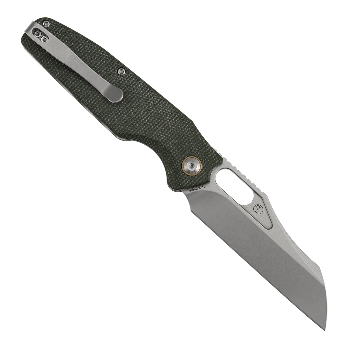 Tenable Tuckamore B1052A1 Stonewashed Nitro-V Blade Green Micarta Handle Liner Lock Folding Knife