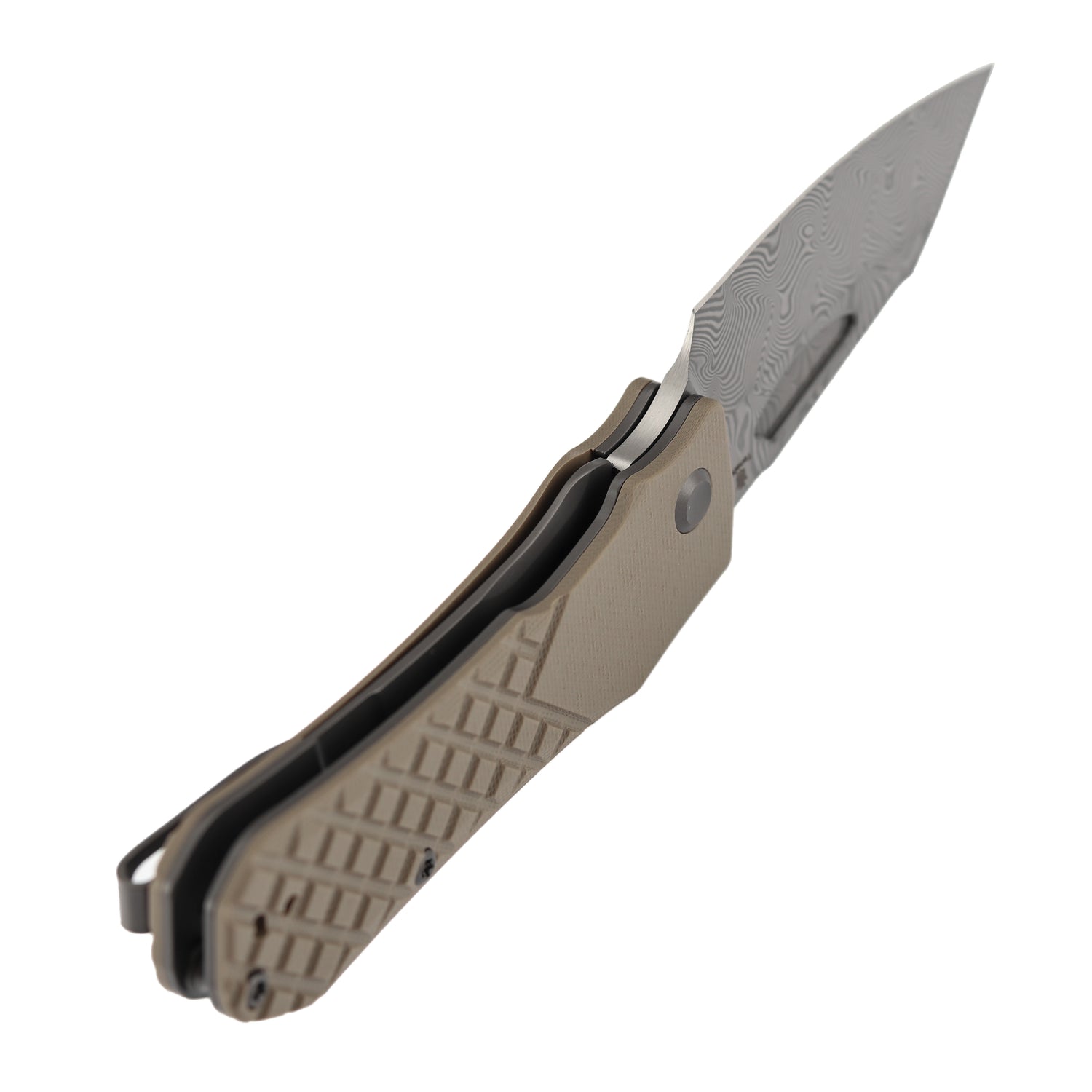 Tenable Loki B1058A3 Water Ripple Damascus Blade Brown G10 Handle Liner Lock Folding Knife
