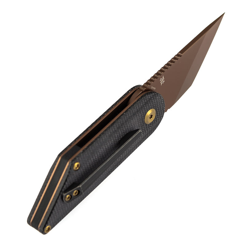Kansept Dash T2045A2 Rose Gold Coated 154CM Blade Black Micarta Handle Liner Lock Folding Knife
