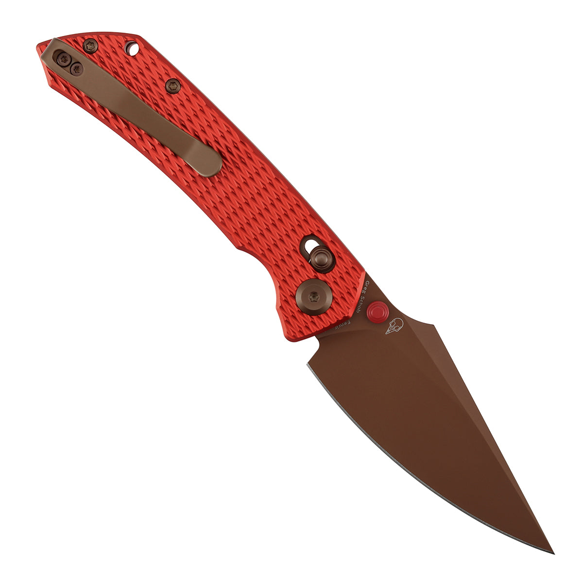 Tenable Fenrir T1034V17 Rose Gold Nitro-V Blade Red Anodized Aluminum Handle Crossbar Lock Folding Knife