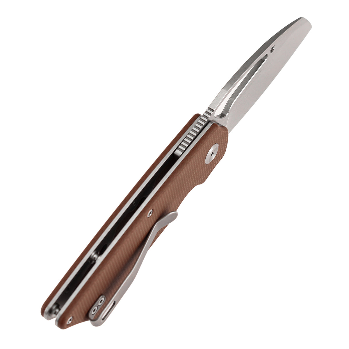 Tenable Goblin L B3016A4 Stonewashed 14C28N Blade Brown Micarta Handle Liner Lock Folding Knife