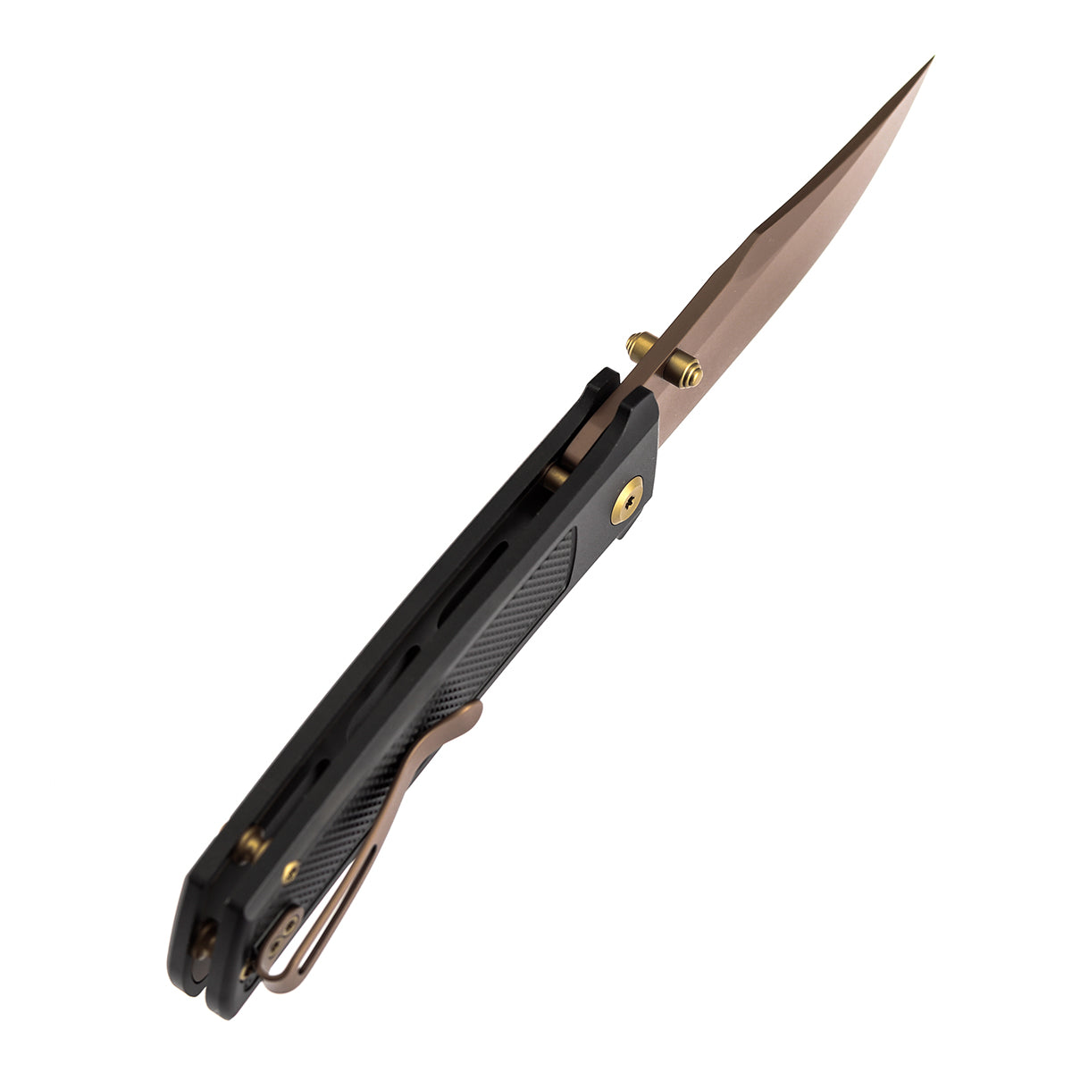 Tenable Bison B2108A3 Rose Gold Nitro-V Blade Black Aluminum Handle Liner Lock Folding Knife