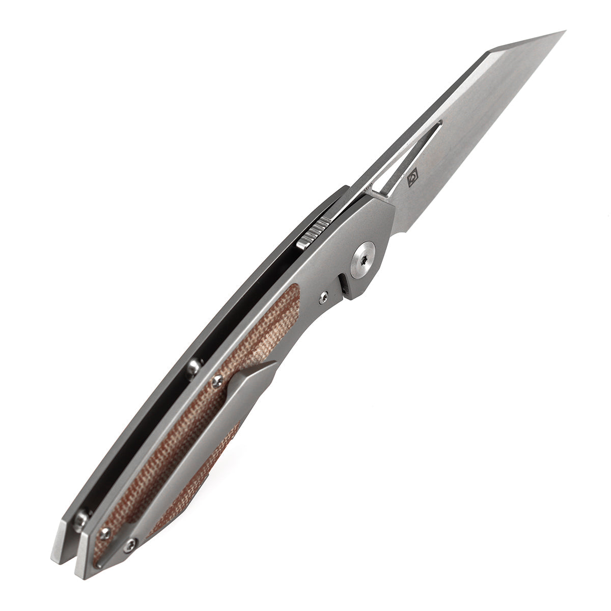 Kansept Strip K1113A3 Magnacut Blade Brown Micarta+Stonewash Titanium Hnadle Frame Lock Folding Knife