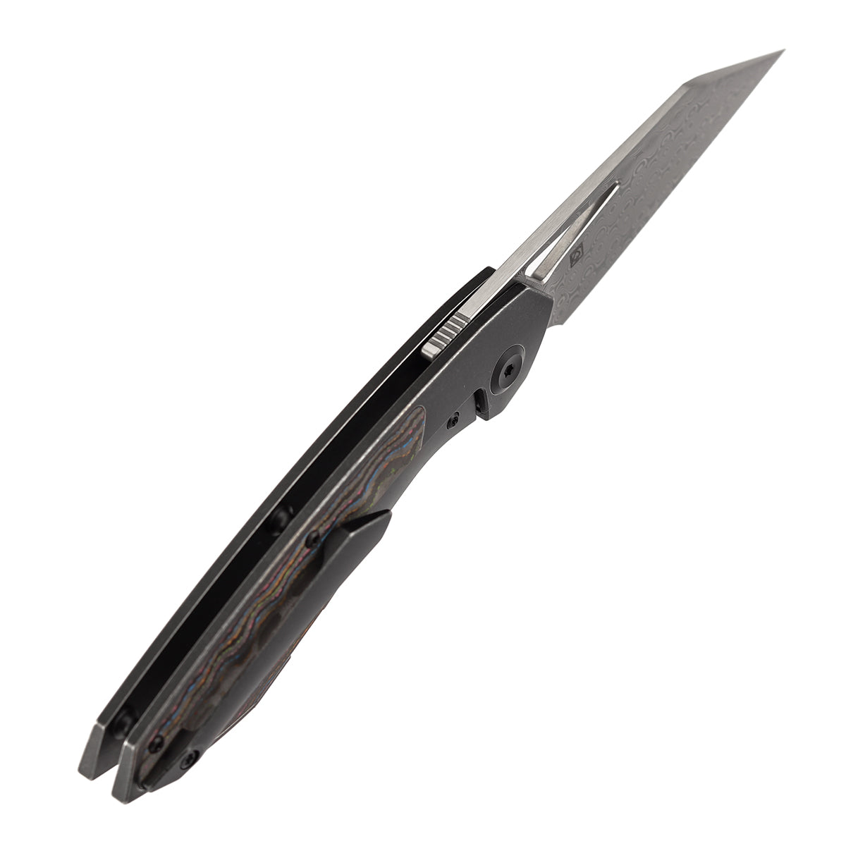 Kansept Strip K1113A4 Damascus Blade Carbon Fiber+Blackwash Titanium Hnadle Frame Lock Folding Knife