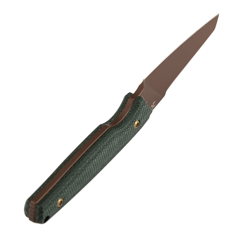 Kansept Parr G011A8 Rose Gold D2 Blade Green Micarta Handle Fixed Blade Knife