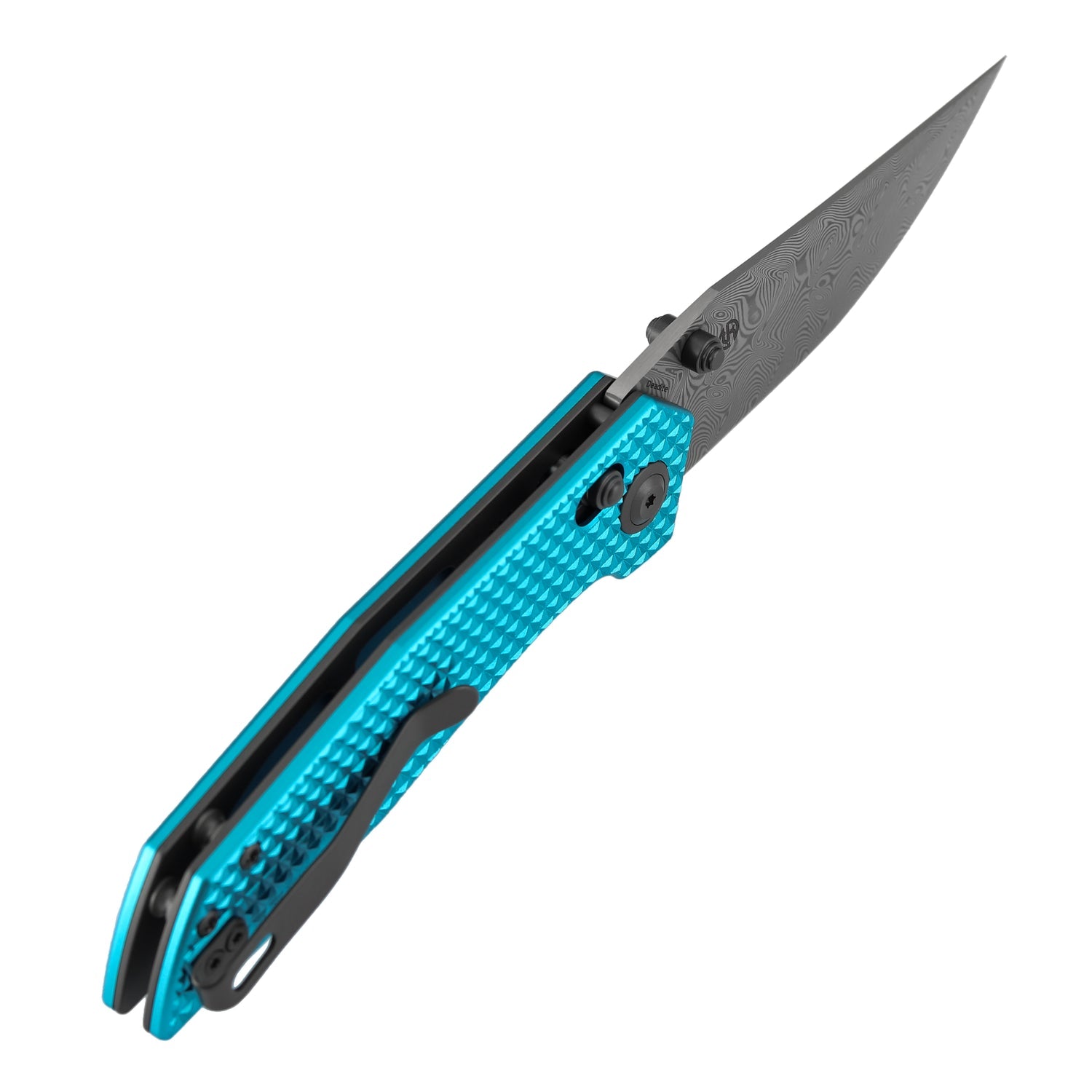 Tenable Deadite B1081V1 Water Ripple Damascus Blade Aluminum Handle Crossbar Lock Folding Knife