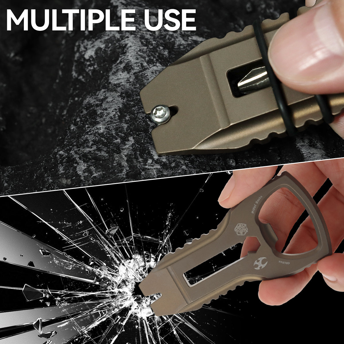 Kansept EDC PryOfSorts C010A4 EDC Multi-Tool Bronze Anodized Titanium Bottle Opener, Pry Bar & Screwdriver