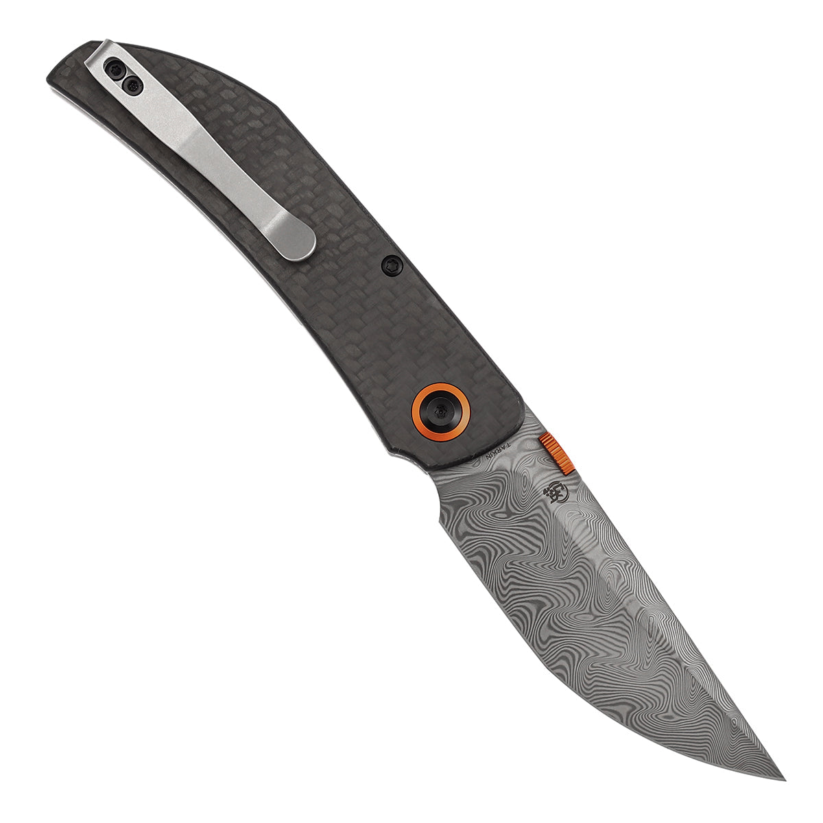 Tenable Tarkin B1078A4 Damascus Blade Twill Carbon Fiber &G10 Handle Liner Lock Folding Knife