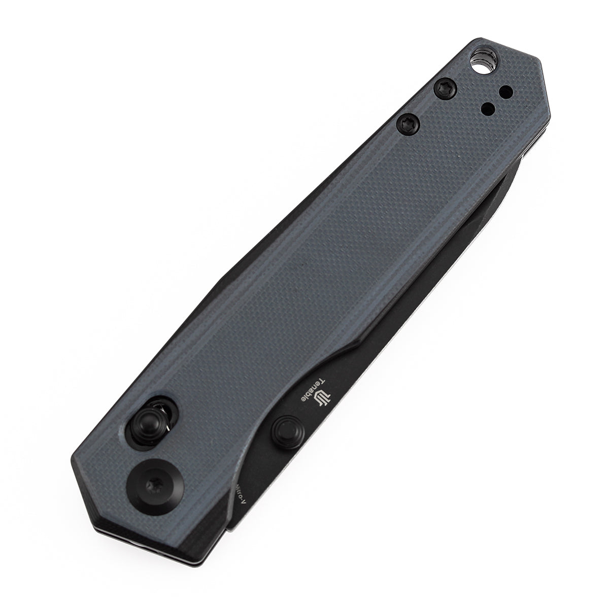 Tenable Beaver T1105V7 Blackwash Nitro-V Blade Gray and Black G10 Handle Crossbar Lock Folding Knife