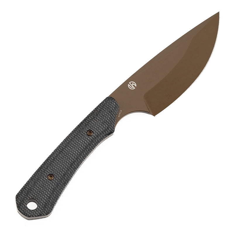 Kansept Flank G006A3 Rose Gold Coated D2 Blade Black Micarta Handle Fixed Blade Knife