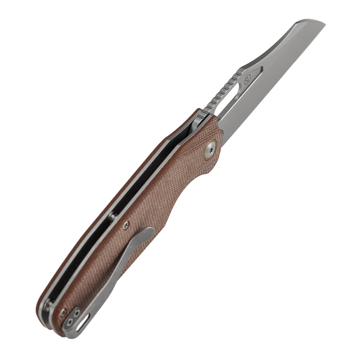 Tenable Tuckamore B1052A2 Stonewashed Nitro-V Blade Brown Micarta Handle Liner Lock Folding Knife