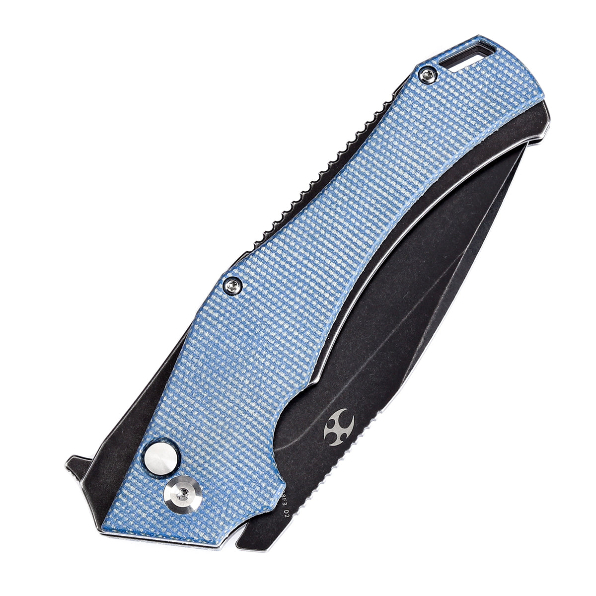 Kansept BTF T1008F3 D2 Blade Blue Micarta Handle Flipper Knife