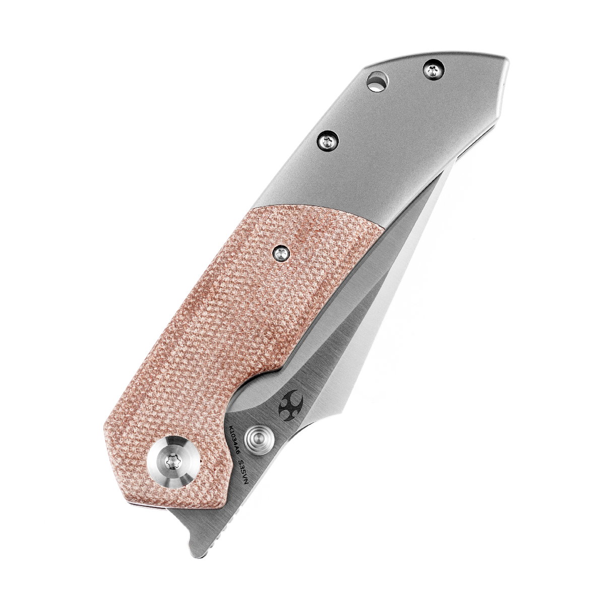 Kansept Fenrir K1034A6 Flipper Knife CPM-S35VN Blade Micarta Titanium Handle