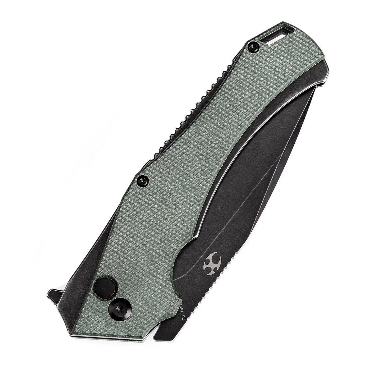 Kansept BTF T1008F1 D2 Blade Green Micarta Handle Flipper Knife