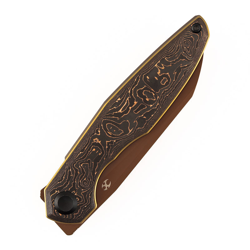 Kansept Halide K1136A5 Rose Gold Coated CPM-S35VN Blade Copper Carbon Fiber Handle Liner Lock Folding Knife