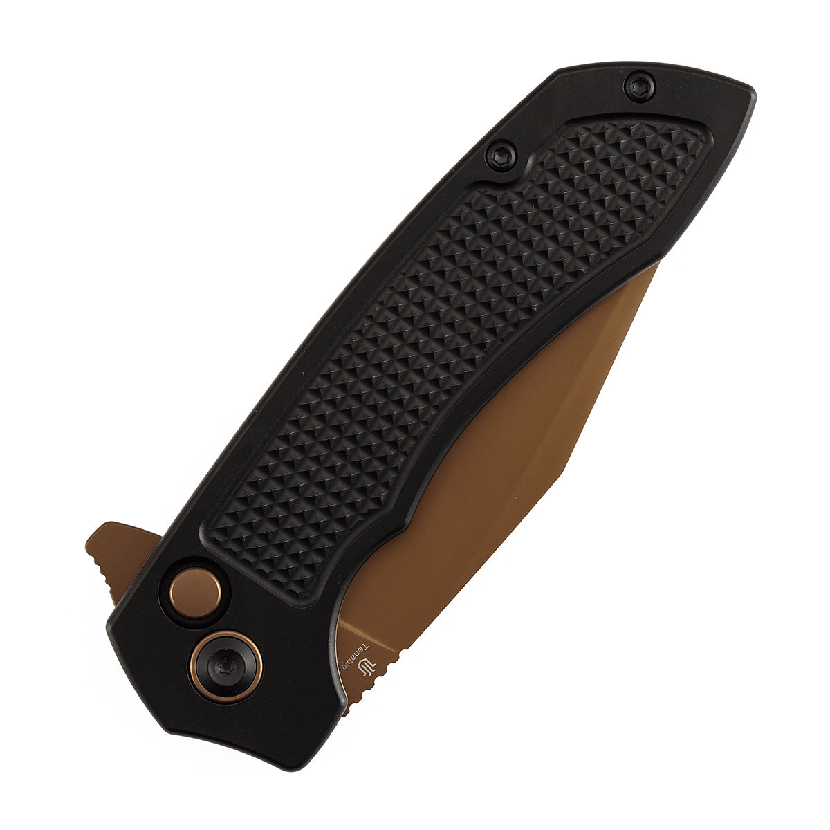 Tenable Entity B1036F1 Rose Gold 14C28N Blade Black Aluminum Handdle Button Lock Folding Knife