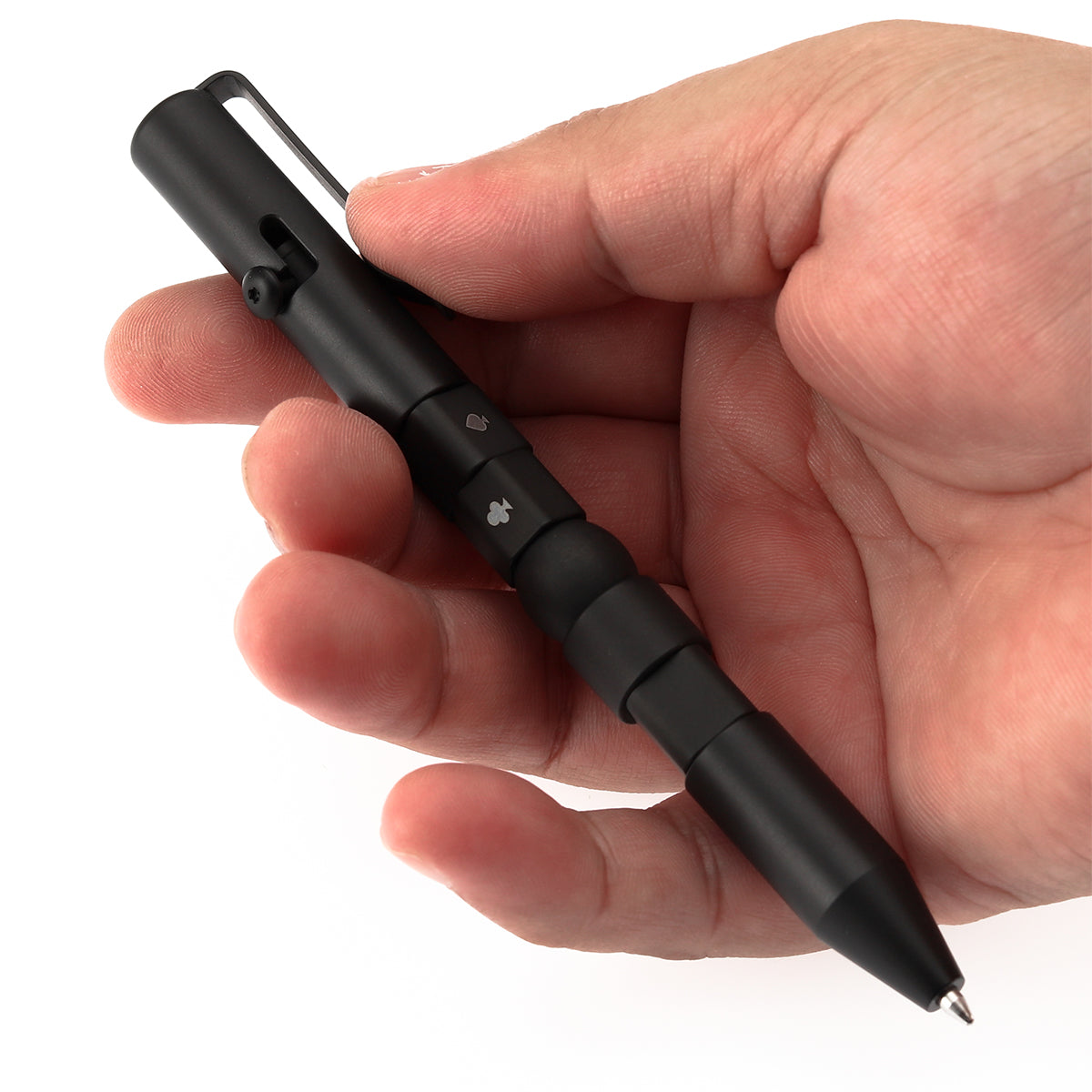 Kansept Titanium EDC Bolt-Action Pen G013P2– Rotable SHAPES with Black Anodized Titanium with Viking Pattern