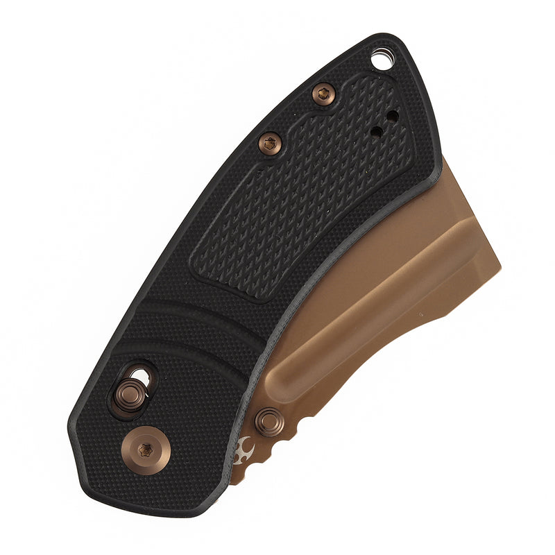Kansept Korvid V TE2030V1 Rose Gold Coated D2 Blade Black G10 Handle Crossbar Lock Folding Knife