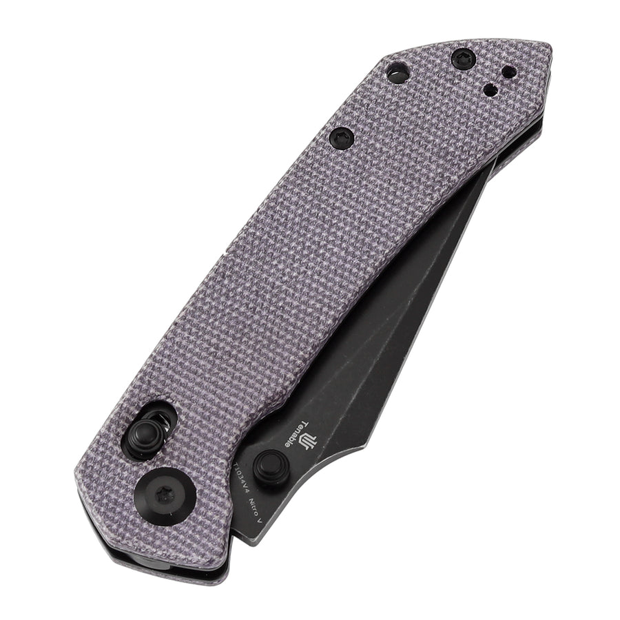 Tenable Knives Fenrir T1034V4 Nitro-V Blade Purple Micarta Handle Cross Bar Lock