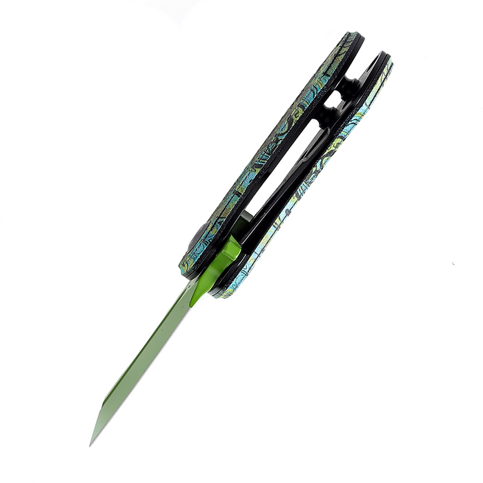 KANSEPT Mini Korvid T3030B2 154CM Blade G10 with Undead Print-Green Handle Liner Lock