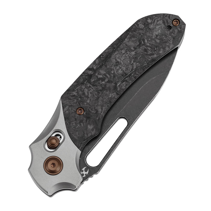 KANSEPT Quasar K1099V1 CPM 20CV Blade Titanium with Dark Matter Glow FatCarbon Handle Cross Bar Lock
