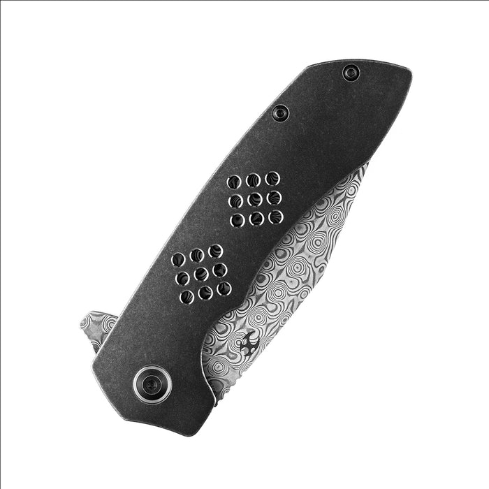KANSEPT Entity K1036B3 Damascus Blade Titanium Handle Frame Lock