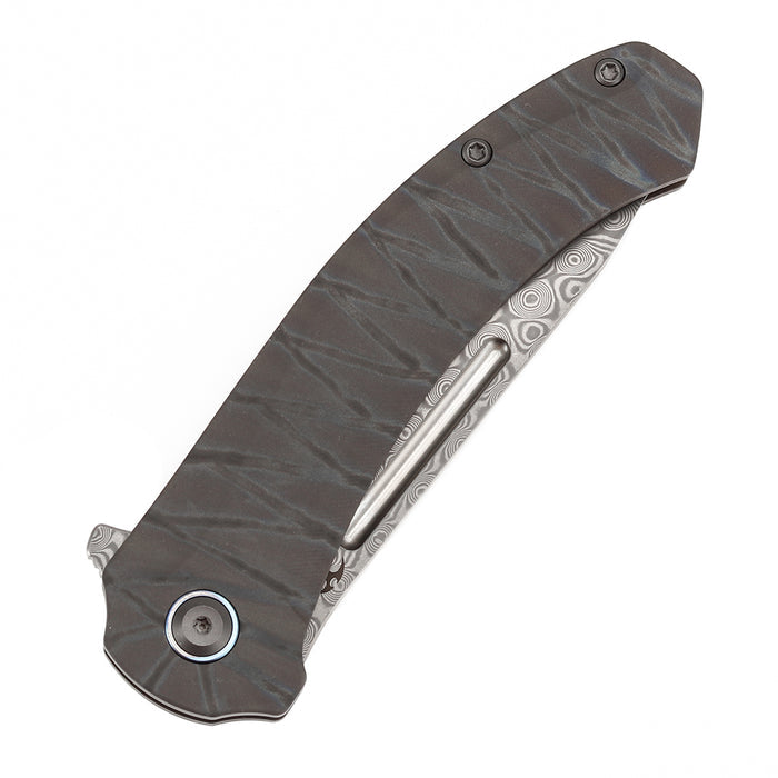 KANSEPT Knives Hira K1090A5 Damascus Blade Titanium Handle Frame Lock