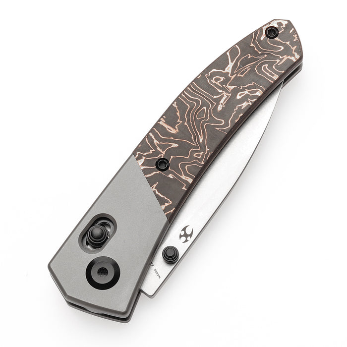 KANSEPT Dako K1101V2 CPM S35VN Blade Cross Bar Lock Titanium with Copper Carbon Fiber Handle
