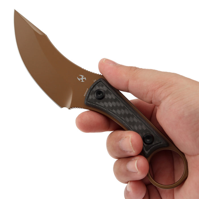 KANSEPT Niko G004A9 Rose Gold Coated D2 Blade Twill Carbon Fiber Handle Fixed Knife