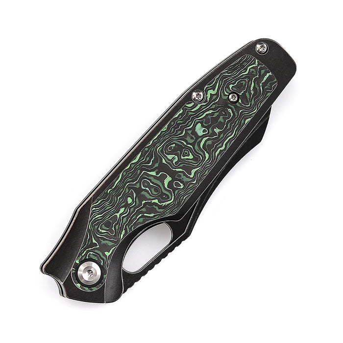 Kansept Tuckamore K1052A3 Folding Knife Black CPM-20CV Blade Titanium + Green Carbon Fiber Handle Frame Lock