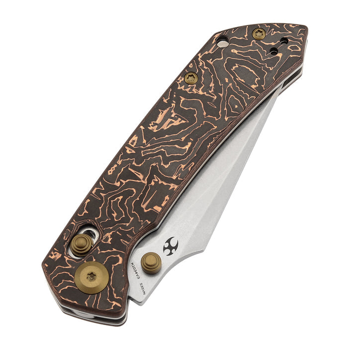 KANSEPT Fenrir K1034V3 CPM-S35VN Blade Copper Carbon Fiber Handle Crossbar Lock Knife